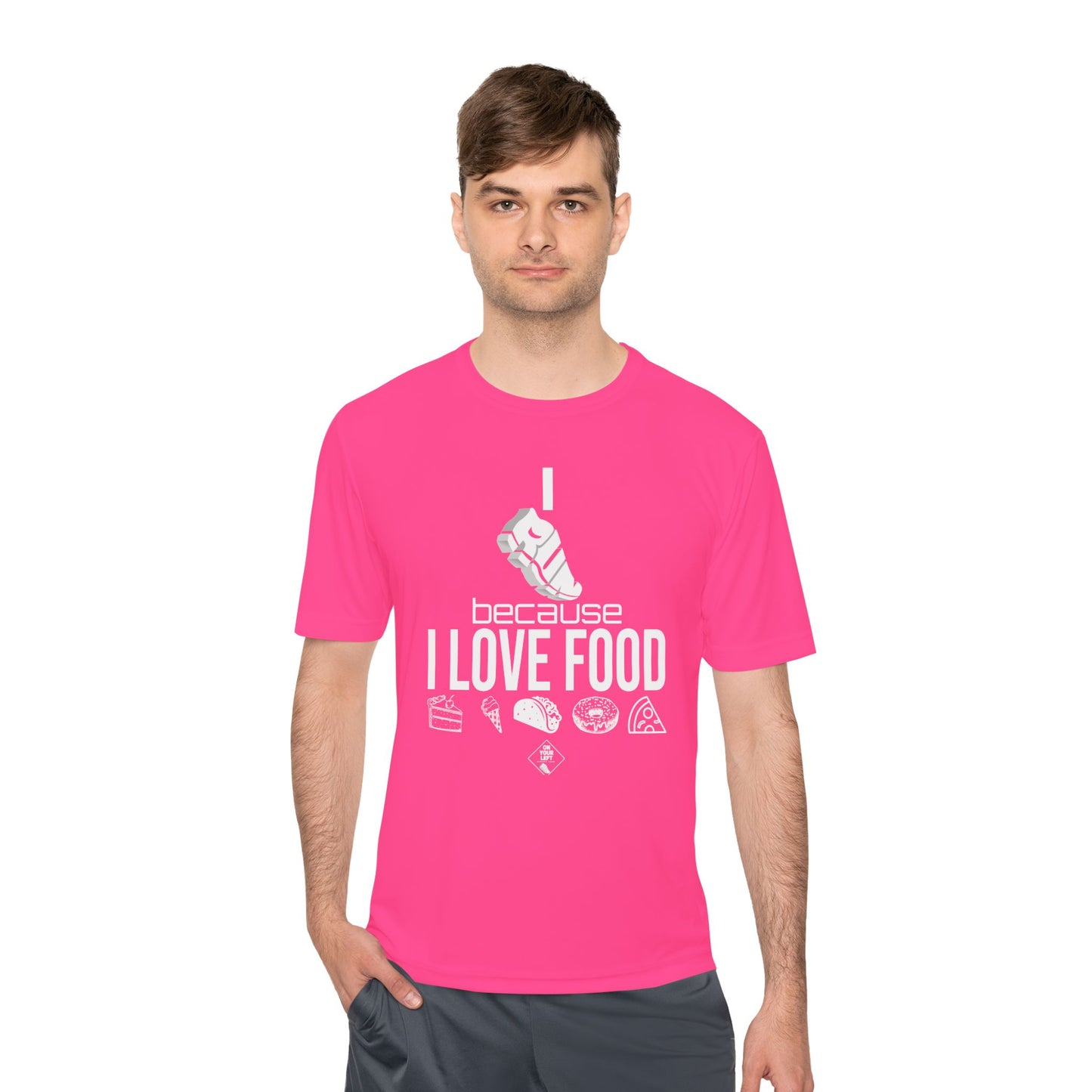 Unisex Jersey Short Sleeve Tee: I RUN because I LOVE FOOD
