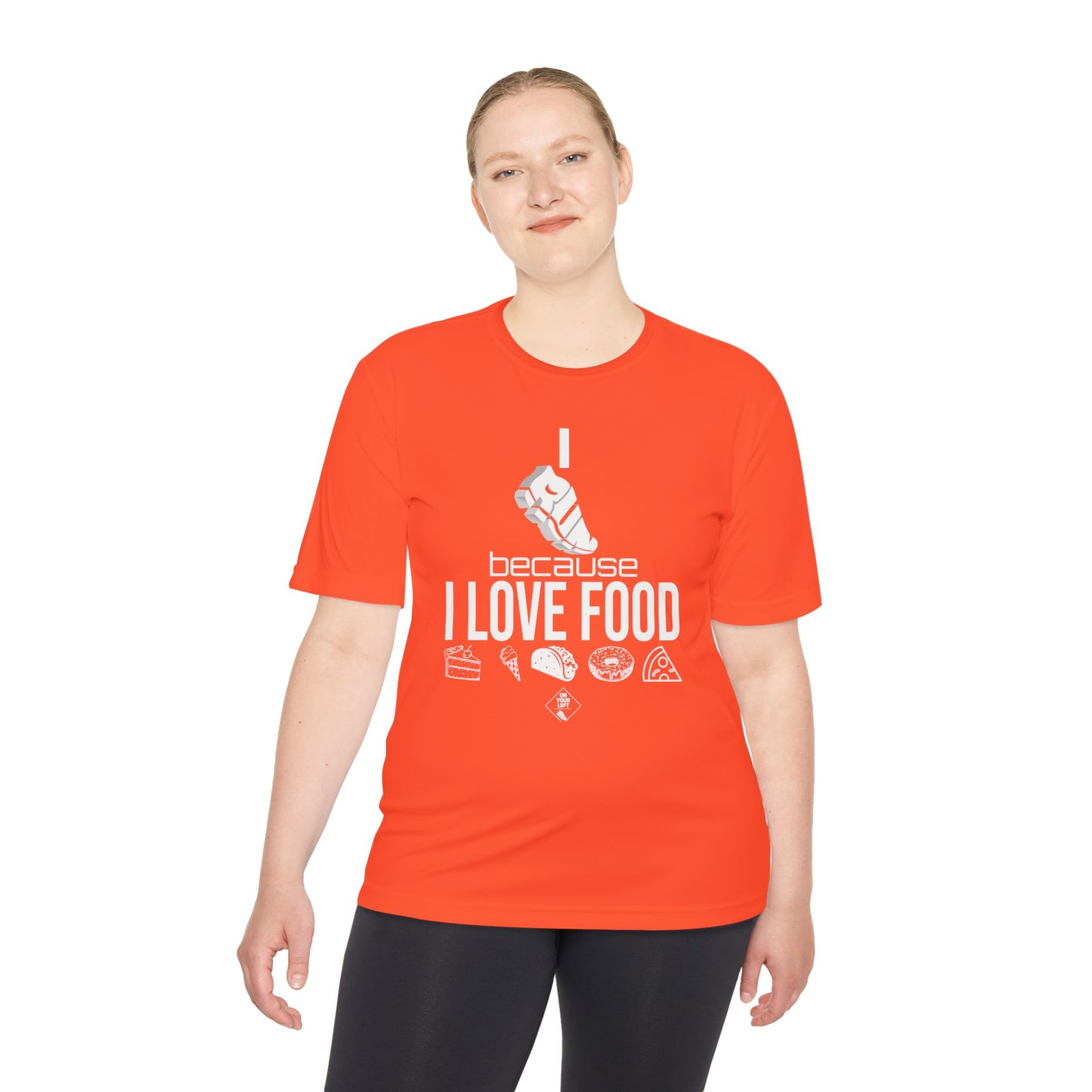Unisex Jersey Short Sleeve Tee: I RUN because I LOVE FOOD