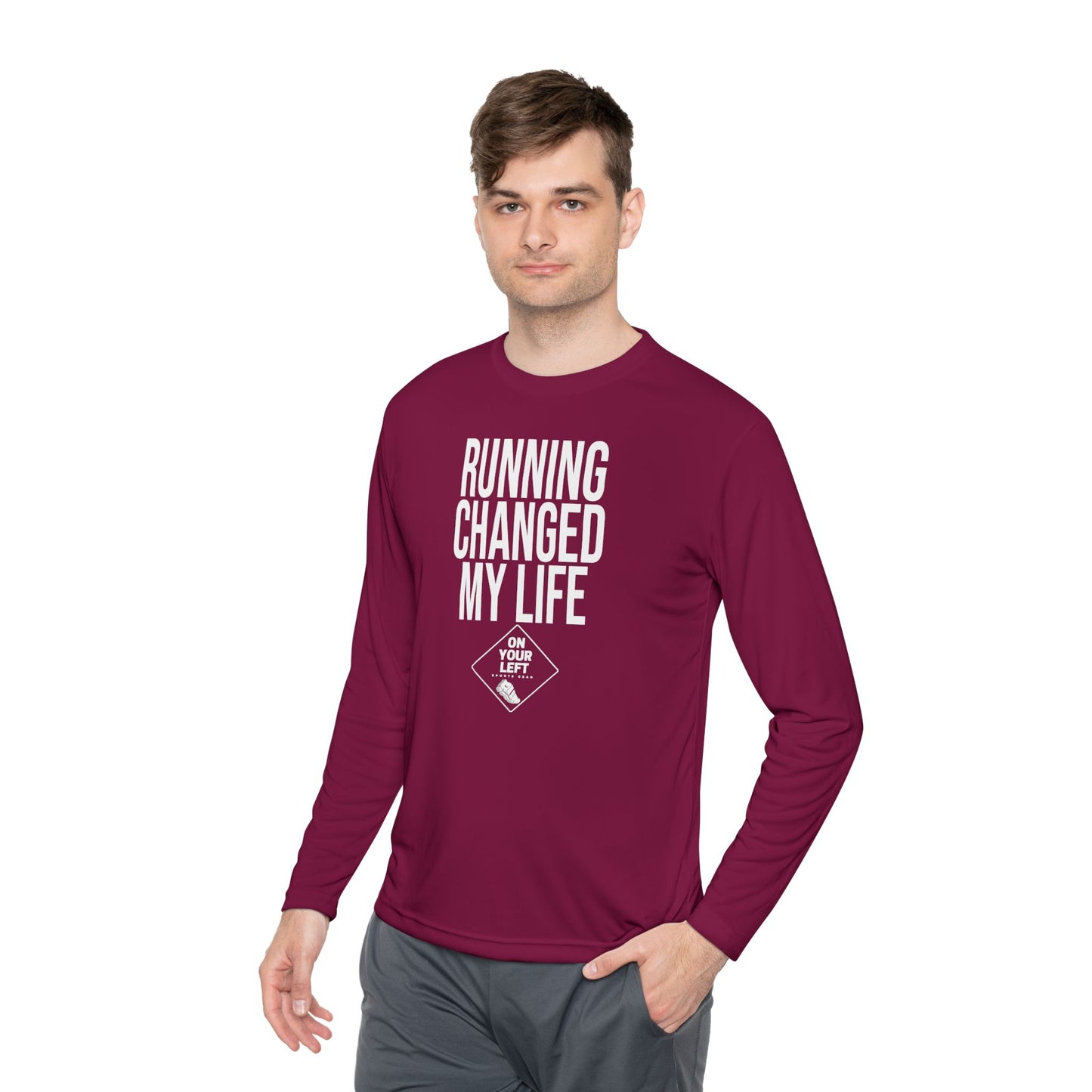 Unisex Jersey Long Sleeve Tee: RUNNING CHANGED MY LIFE