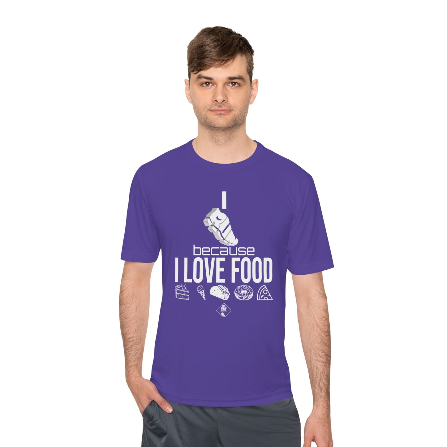 Unisex Jersey Short Sleeve Tee: I RUN because I LOVE FOOD