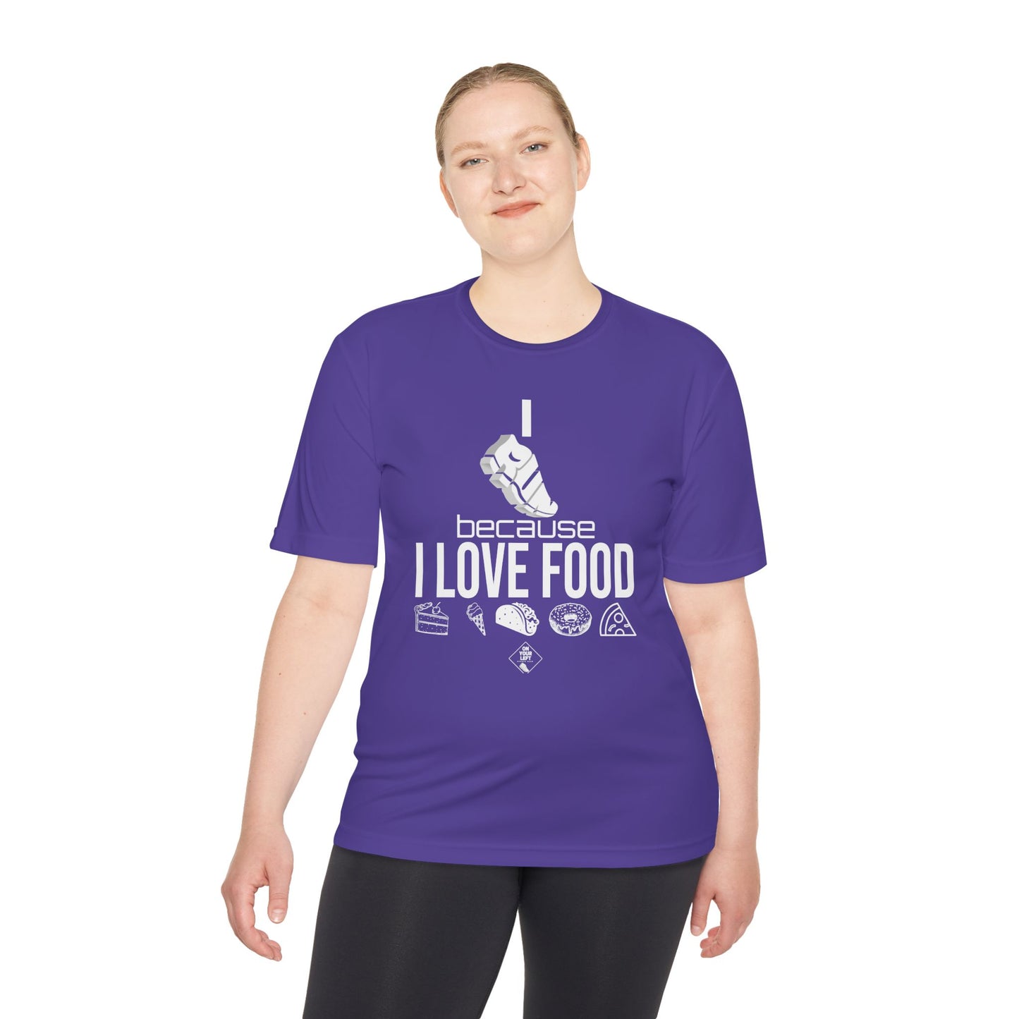 Unisex Jersey Short Sleeve Tee: I RUN because I LOVE FOOD