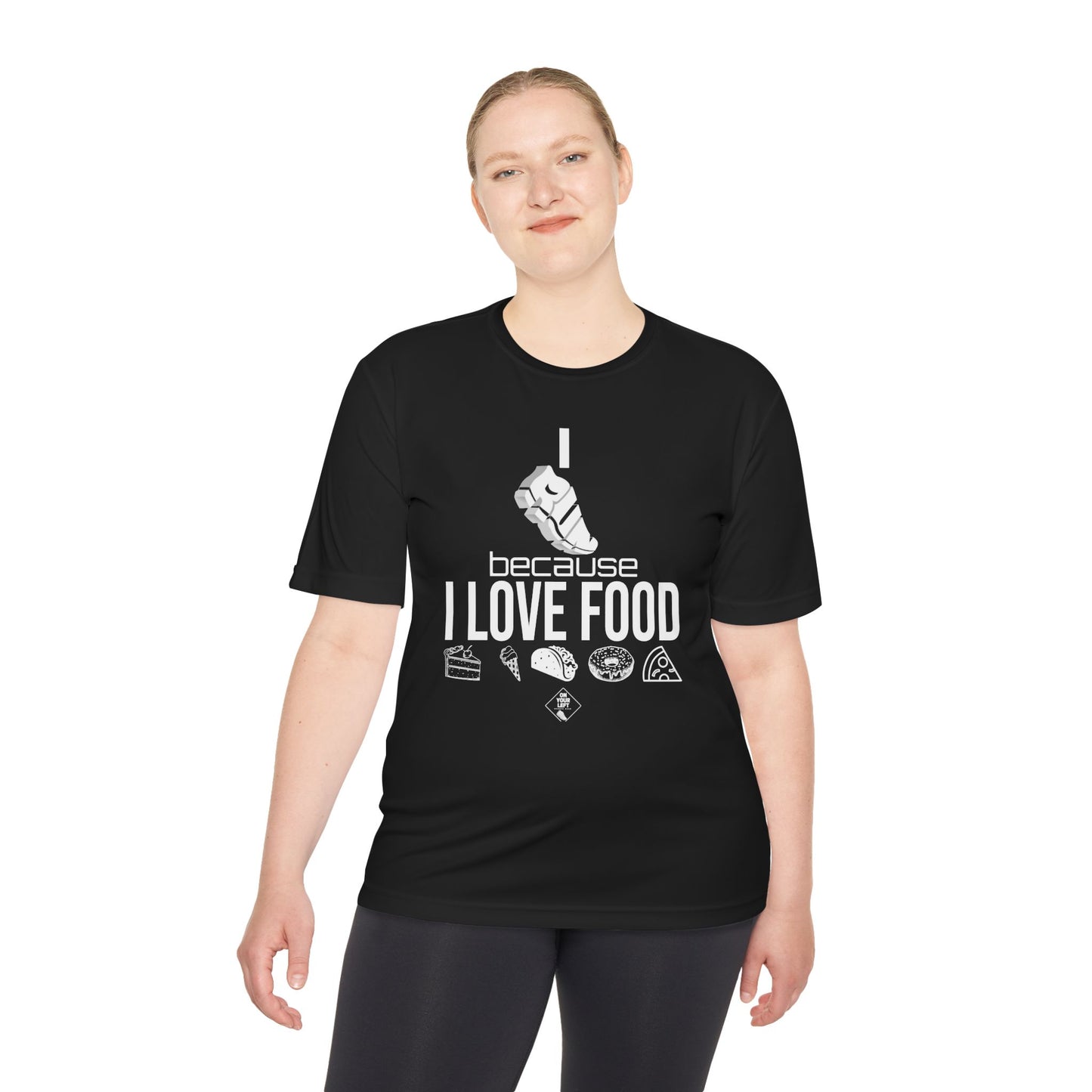 Unisex Jersey Short Sleeve Tee: I RUN because I LOVE FOOD