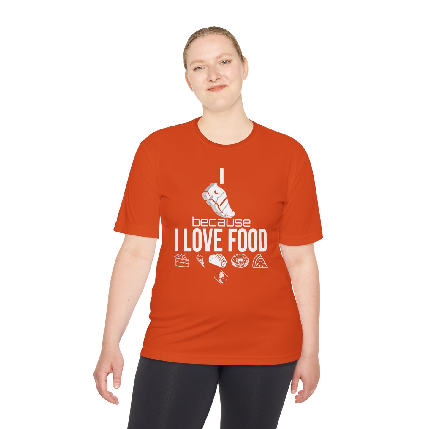 Unisex Jersey Short Sleeve Tee: I RUN because I LOVE FOOD
