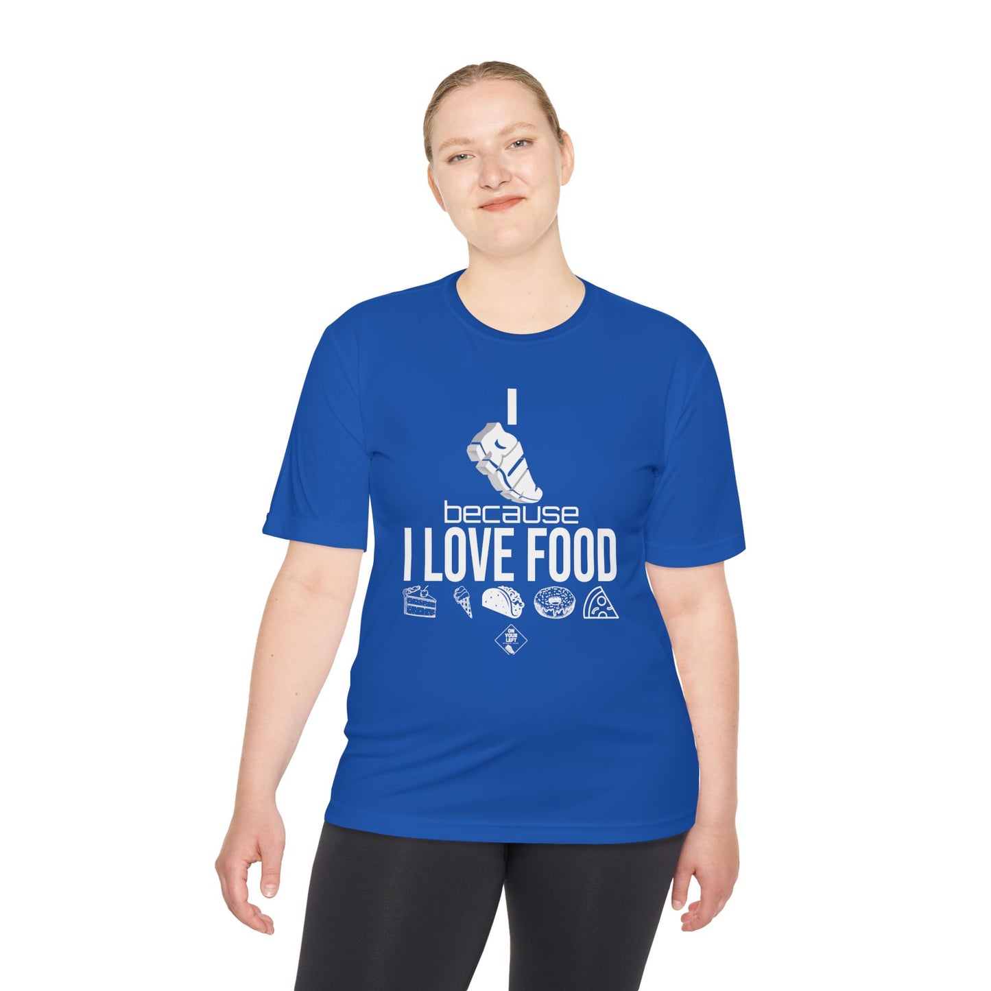 Unisex Jersey Short Sleeve Tee: I RUN because I LOVE FOOD