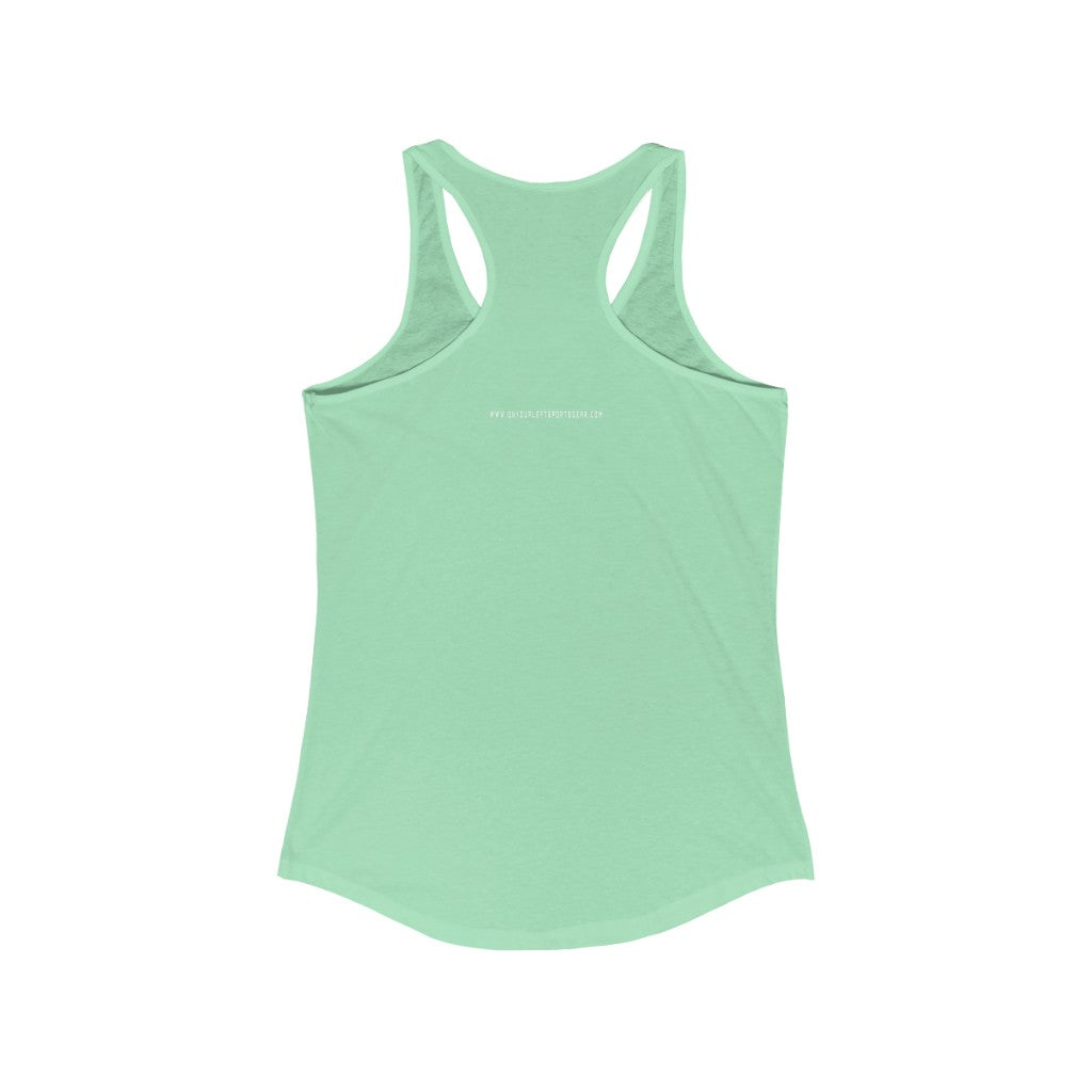 Women's Ideal Racerback Tank: FASTER THAN EVERYONE ON THE COUCH