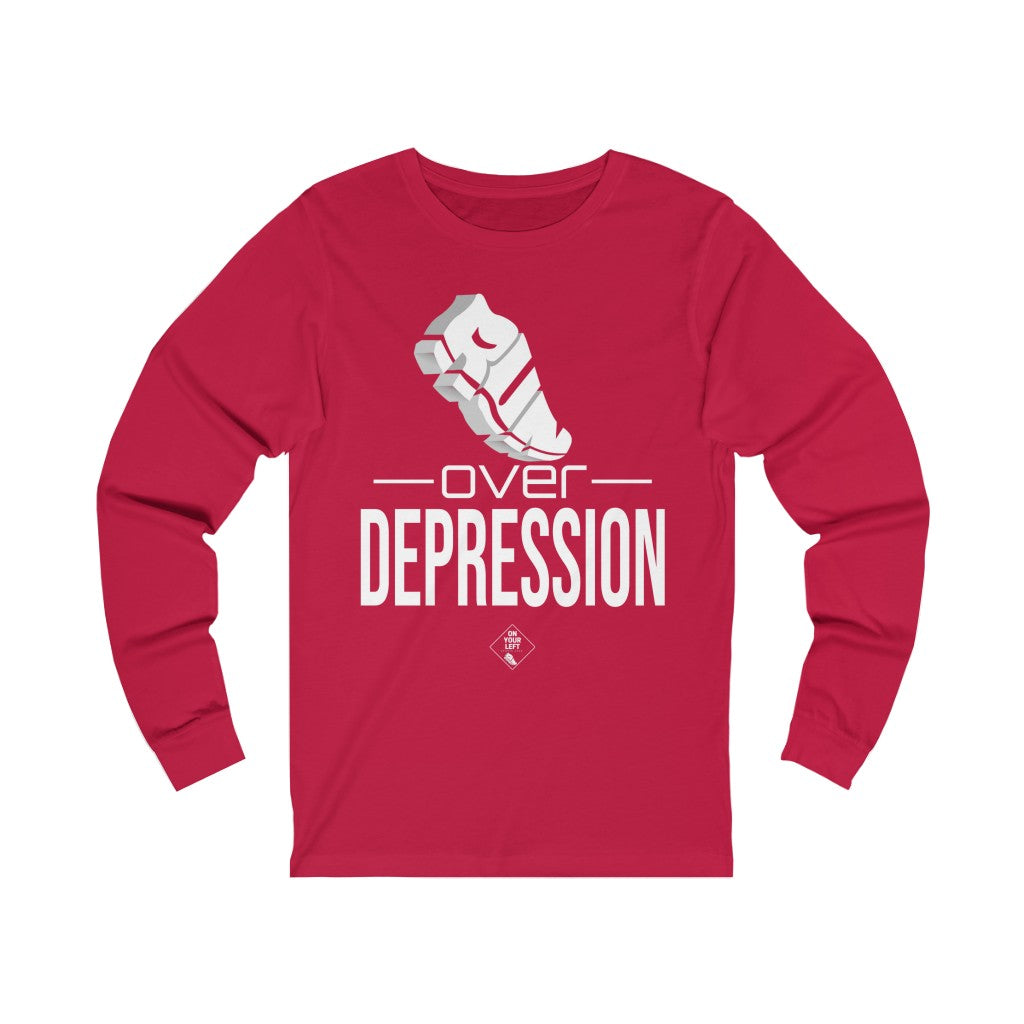 Unisex Jersey Long Sleeve Tee: RUN over Depression