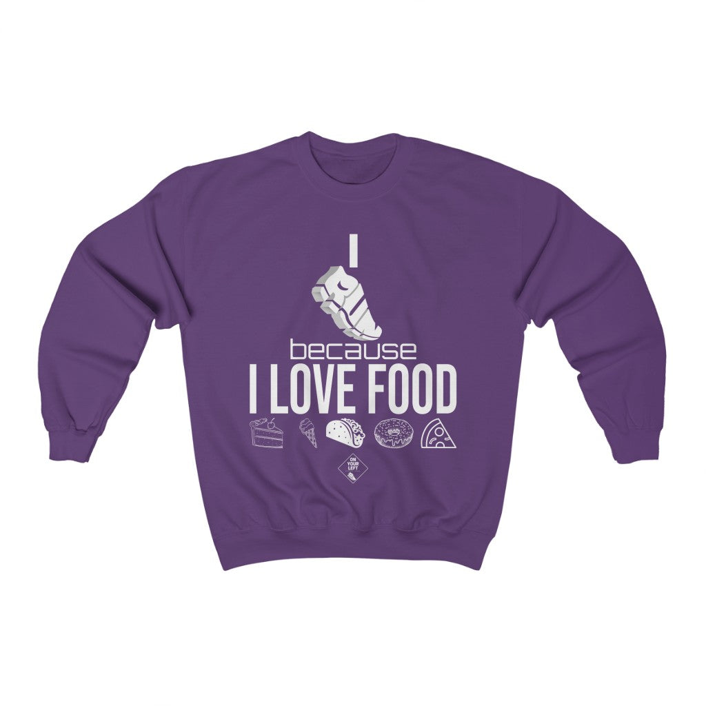 Unisex Heavy Blend™ Crewneck Sweatshirt: I RUN because I LOVE FOOD