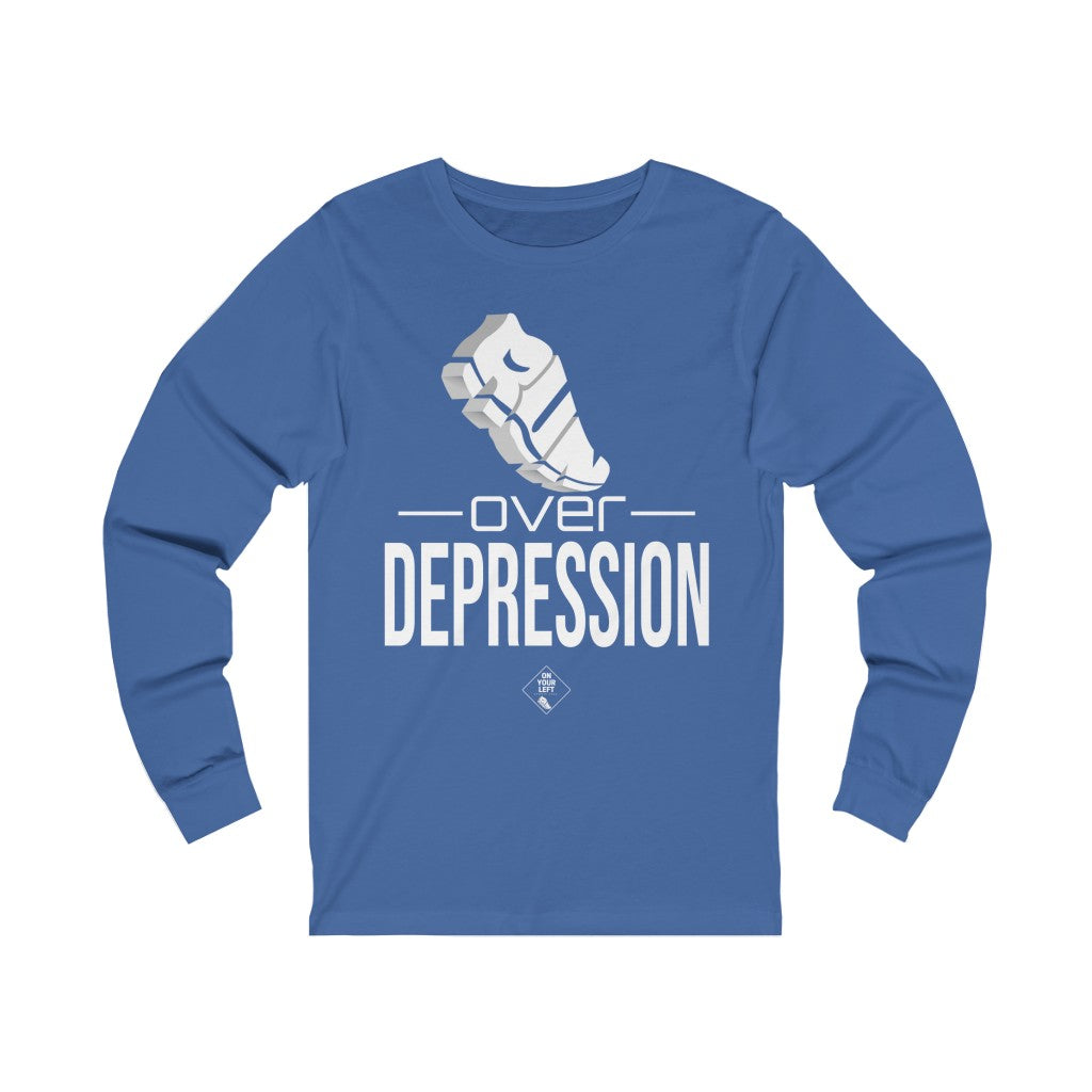 Unisex Jersey Long Sleeve Tee: RUN over Depression