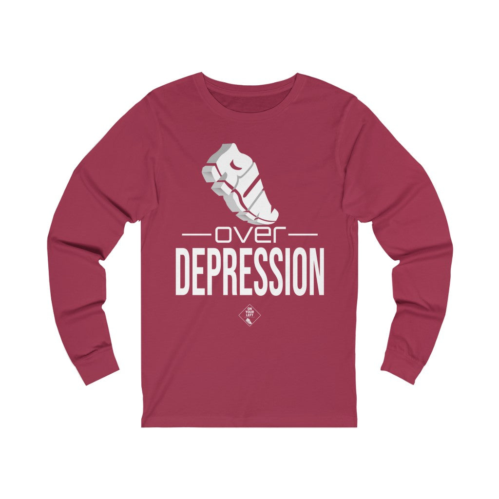 Unisex Jersey Long Sleeve Tee: RUN over Depression