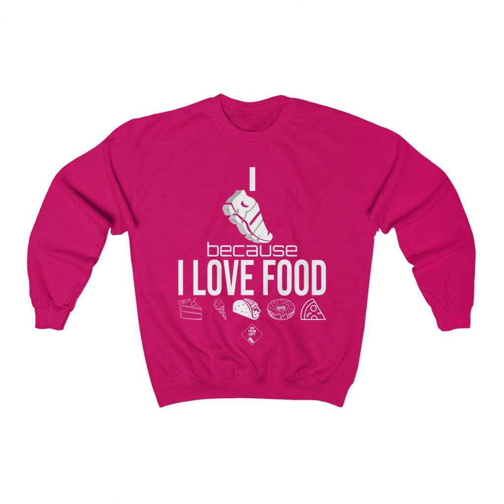 Unisex Heavy Blend™ Crewneck Sweatshirt: I RUN because I LOVE FOOD