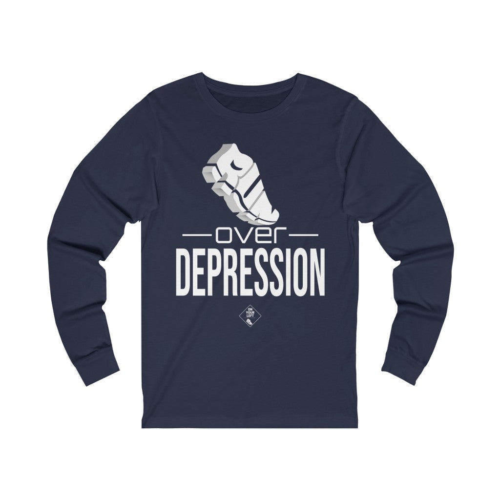 Unisex Jersey Long Sleeve Tee: RUN over Depression