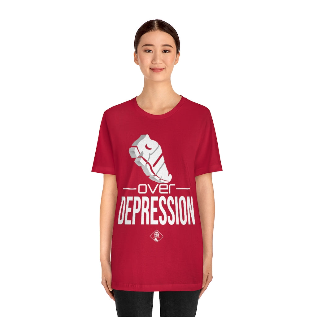 Unisex Jersey Short Sleeve Tee: RUN over Depression