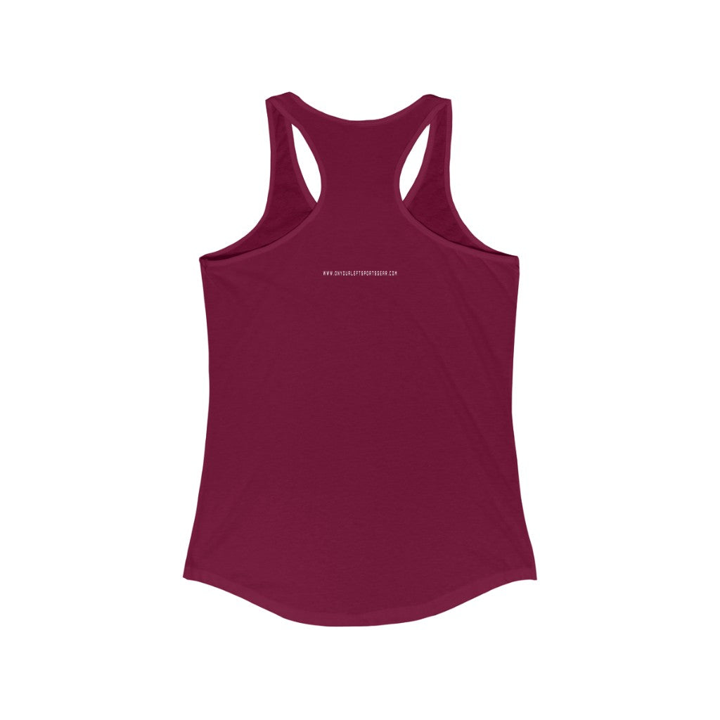Women's Ideal Racerback Tank: FASTER THAN EVERYONE ON THE COUCH