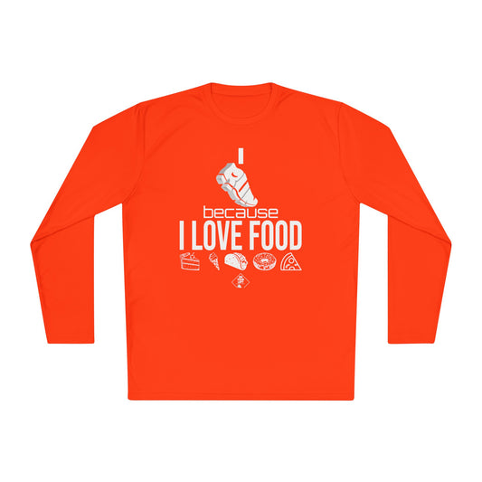 Unisex Jersey Long Sleeve Tee:  I RUN because I LOVE FOOD