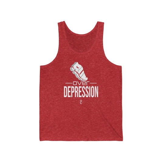 Unisex Jersey Tank: RUN over Depression