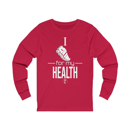 Unisex Jersey Long Sleeve Tee: I RUN for my Health