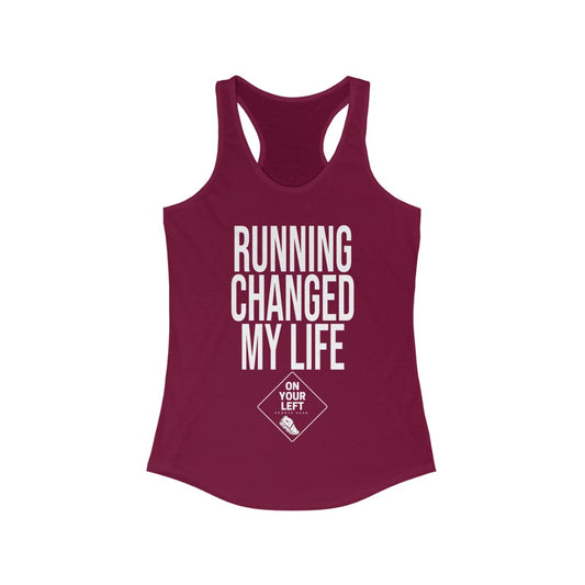Women's Ideal Racerback Tank: RUNNING CHANGED MY LIFE