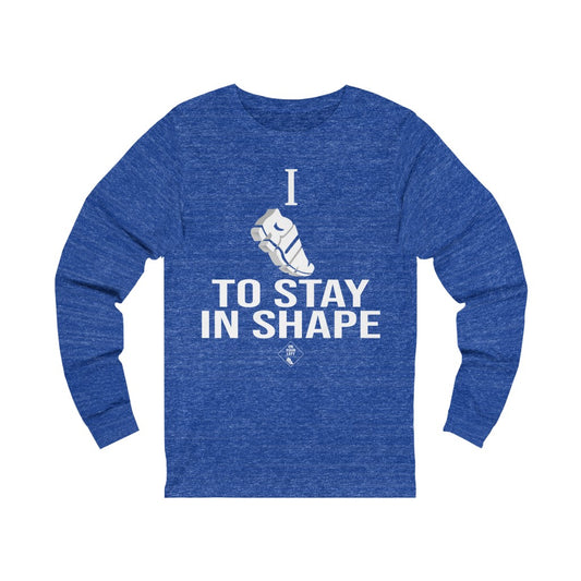 Unisex Jersey Long Sleeve Tee:  I RUN TO STAY IN SHAPE