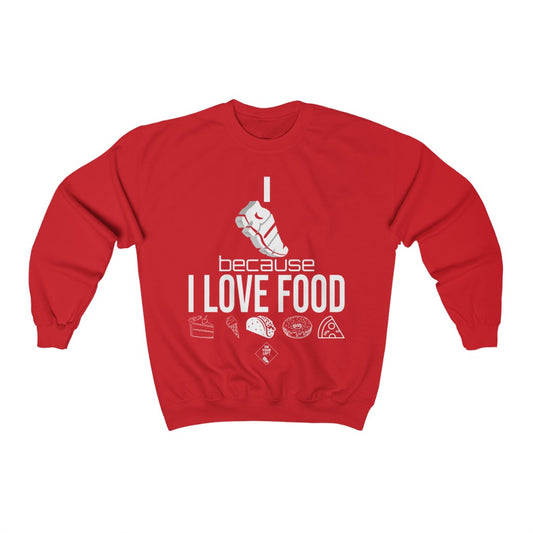 Unisex Heavy Blend™ Crewneck Sweatshirt: I RUN because I LOVE FOOD