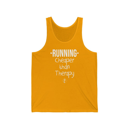 Unisex Jersey Tank: RUNNING - Cheaper Than Therapy